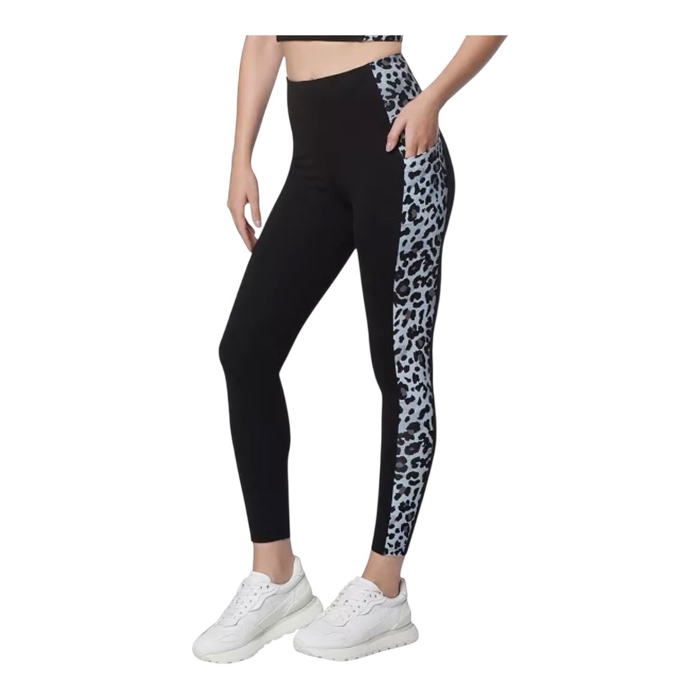 Black and Gray Leopard Print Women's Leggings with Pockets NWOT Sz M